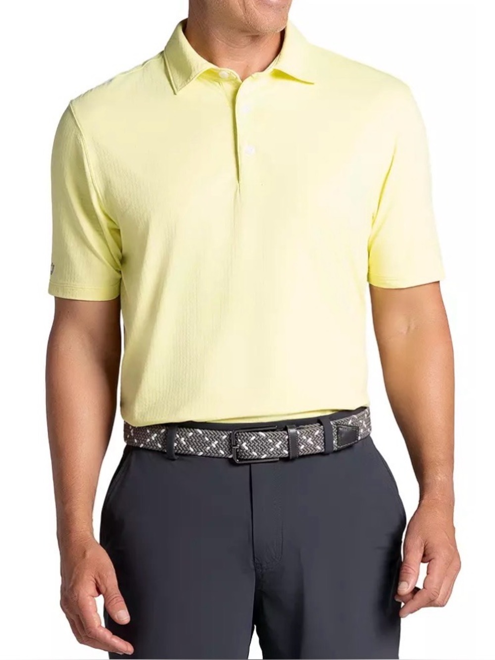 NWT IBKUL Men's Solid Modern Fit Golf Polo Yellow Large $84